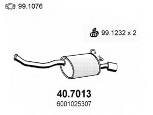 ASSO 40.7013 galinis duslintuvas 
 Išmetimo sistema -> Duslintuvas
6001025307, 7700791466, 7700804251