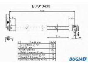 BUGIAD BGS10466 dujinė spyruoklė, bagažinė 
 Priedai -> Bagažinė/pakrovimo skyrius
8AG162620, GD8V62620, GD8V62620A