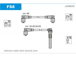JANMOR FS8 uždegimo laido komplektas 
 Kibirkšties / kaitinamasis uždegimas -> Uždegimo laidai/jungtys
1063612, 6186107