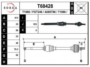 EAI T68428 kardaninis velenas 
 Ratų pavara -> Kardaninis velenas
1468573, 1599035