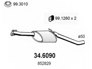 ASSO 34.6090 vidurinis duslintuvas 
 Išmetimo sistema -> Duslintuvas
852130, 852829, 90231169, 90398984