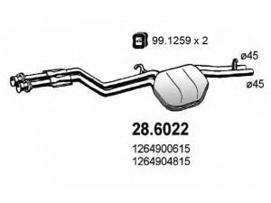 ASSO 28.6022 vidurinis duslintuvas 
 Išmetimo sistema -> Duslintuvas
1264900615, 1264904815