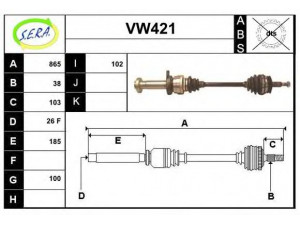 SERA VW421 kardaninis velenas 
 Ratų pavara -> Kardaninis velenas
7H0407272AJ, 7H0407272BC, 7H0407272BK