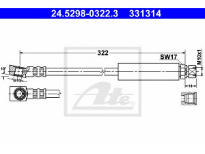 ATE 24.5298-0322.3 stabdžių žarnelė 
 Stabdžių sistema -> Stabdžių žarnelės
5 62 345, 5 62 350, 5 62 358, 90235568