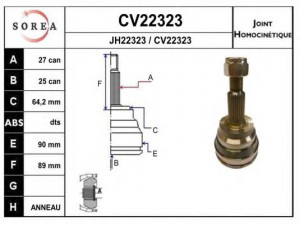 EAI CV22323K jungčių komplektas, kardaninis velenas 
 Ratų pavara -> Sujungimai/komplektas