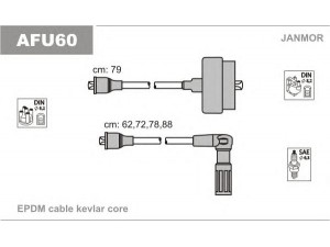 JANMOR AFU60 uždegimo laido komplektas 
 Kibirkšties / kaitinamasis uždegimas -> Uždegimo laidai/jungtys