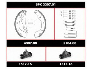 ROADHOUSE SPK 3307.01 stabdžių rinkinys, būgniniai stabdžiai 
 Stabdžių sistema -> Būgninis stabdys -> Stabdžių remonto rinkinys
