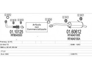 MTS C200173001910 išmetimo sistema 
 Išmetimo sistema -> Išmetimo sistema, visa