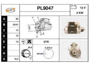 SNRA PL9047 starteris
S1285, S1287, 1680065R3, 2873A012T