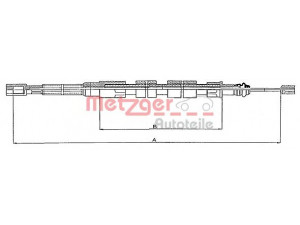 METZGER 10.739 trosas, stovėjimo stabdys 
 Stabdžių sistema -> Valdymo svirtys/trosai
251 609 701, 251 609 701A, 251 609 701B
