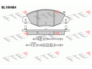 FTE BL1804B4 stabdžių trinkelių rinkinys, diskinis stabdys 
 Techninės priežiūros dalys -> Papildomas remontas
425216, 425249, 425289