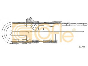 COFLE 10.753 trosas, stovėjimo stabdys 
 Stabdžių sistema -> Valdymo svirtys/trosai
893609721, 893609721AG, 893609721G