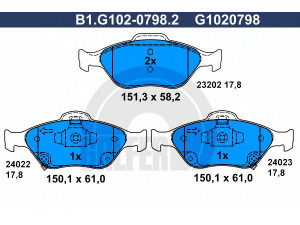 GALFER B1.G102-0798.2 stabdžių trinkelių rinkinys, diskinis stabdys 
 Techninės priežiūros dalys -> Papildomas remontas
04465-0D050, 04465-0D050