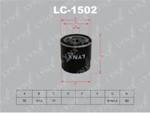 LYNXauto LC-1502 alyvos filtras 
 Techninės priežiūros dalys -> Techninės priežiūros intervalai
56 50 343, 93178952, 93179720