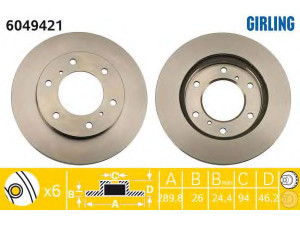 GIRLING 6049421 stabdžių diskas 
 Stabdžių sistema -> Diskinis stabdys -> Stabdžių diskas
4615A061