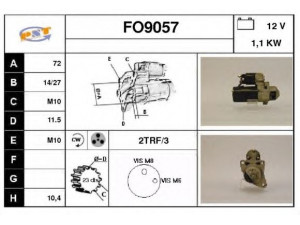 SNRA FO9057 starteris 
 Elektros įranga -> Starterio sistema -> Starteris
95FB11000BB, 95FB11000BC, 95FB11000BD