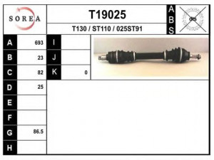 EAI T19025 kardaninis velenas 
 Ratų pavara -> Kardaninis velenas
18492100, 18496575