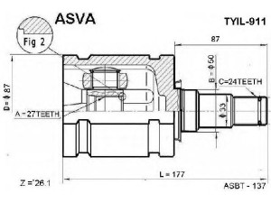 ASVA TYIL-911 jungčių komplektas, kardaninis velenas 
 Ratų pavara -> Sujungimai/komplektas
43040-28010, 43040-28011