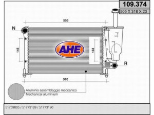 AHE 109.374 radiatorius, variklio aušinimas 
 Aušinimo sistema -> Radiatorius/alyvos aušintuvas -> Radiatorius/dalys
51759805