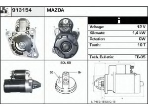 EDR 913154 starteris 
 Elektros įranga -> Starterio sistema -> Starteris
F225-18-400, F2D4-18-400A, F2D418400