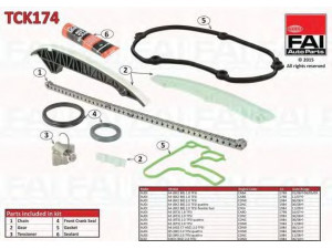 FAI AutoParts TCK174 pavaros grandinės komplektas 
 Variklis -> Variklio uždegimo laiko reguliavimo kontrolė -> Sinchronizavimo grandinė/įtempiklis/kreiptuvas -> Pavaros grandinės komplektas