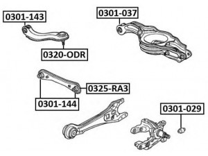 ASVA 0301-143 valdymo svirties/išilginių svirčių įvorė 
 Ašies montavimas/vairavimo mechanizmas/ratai -> Valdymo svirtis/pasukamosios svirties sujungimas -> Montavimas/sutvirtinimas
52390-SX0-013, 52400-SX0-013, 52390-SED-003