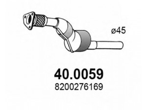 ASSO 40.0059 katalizatoriaus keitiklis 
 Išmetimo sistema -> Katalizatoriaus keitiklis
8200276169