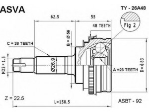 ASVA TY-26A48 jungčių komplektas, kardaninis velenas 
 Ratų pavara -> Sujungimai/komplektas
43410-10180, 43410-12270, 43410-16101