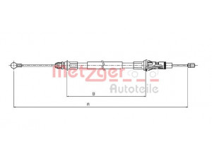 METZGER 10.6854 trosas, stovėjimo stabdys 
 Stabdžių sistema -> Valdymo svirtys/trosai
4403490, 9111490, 8200 021 940