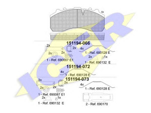 ICER 151194 stabdžių trinkelių rinkinys, diskinis stabdys 
 Techninės priežiūros dalys -> Papildomas remontas
M100669, 143 9324, 161 7343, 190 6439