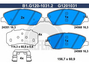 GALFER B1.G120-1031.2 stabdžių trinkelių rinkinys, diskinis stabdys 
 Techninės priežiūros dalys -> Papildomas remontas
58101-2BA10, 58101-2WA70, 58101-2PA70