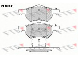 FTE BL1886A1 stabdžių trinkelių rinkinys, diskinis stabdys 
 Techninės priežiūros dalys -> Papildomas remontas
05015365AA, 05072215AA, 05072216AA