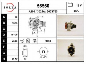 EAI 56560 kintamosios srovės generatorius 
 Elektros įranga -> Kint. sr. generatorius/dalys -> Kintamosios srovės generatorius
2704054170, 2704054180, 2706054030