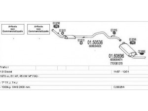 MTS C280264006829 išmetimo sistema 
 Išmetimo sistema -> Išmetimo sistema, visa