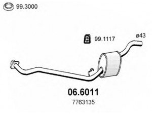ASSO 06.6011 vidurinis duslintuvas 
 Išmetimo sistema -> Duslintuvas
50030006, 7763135