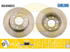 GIRLING 6049885 stabdžių diskas 
 Stabdžių sistema -> Diskinis stabdys -> Stabdžių diskas
2996027, 7186309