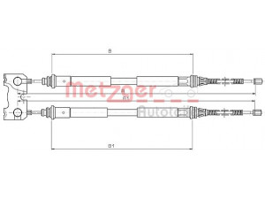 METZGER 10.5355 trosas, stovėjimo stabdys 
 Stabdžių sistema -> Valdymo svirtys/trosai
1010349, 1036199, 7402912, 95AB2A603BE