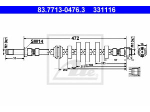 ATE 83.7713-0476.3 stabdžių žarnelė 
 Stabdžių sistema -> Stabdžių žarnelės
8K0 611 707 A, 8K0 611 707 B, 8K0 611 707 C