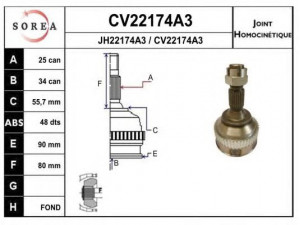 EAI CV22174A3K jungčių komplektas, kardaninis velenas 
 Ratų pavara -> Sujungimai/komplektas