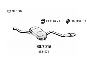ASSO 60.7015 galinis duslintuvas 
 Išmetimo sistema -> Duslintuvas
3531971, 8631006, 9142516