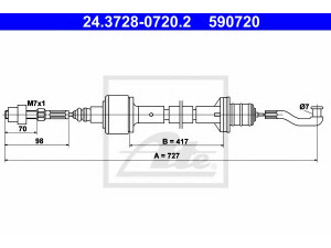 ATE 24.3728-0720.2 sankabos trosas 
 Dviratė transporto priemonės -> Kabeliai ir tachometro velenaai -> Sankabos trosas
6 69 186, 90446929