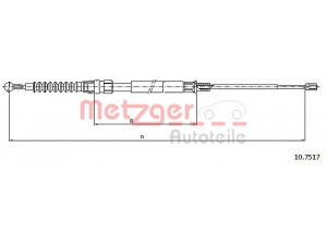 METZGER 10.7517 trosas, stovėjimo stabdys 
 Stabdžių sistema -> Valdymo svirtys/trosai
1K0 609 721AA