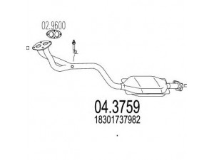 MTS 04.3759 katalizatoriaus keitiklis 
 Išmetimo sistema -> Katalizatoriaus keitiklis
18301737982
