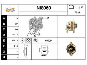 SNRA NI8060 kintamosios srovės generatorius 
 Elektros įranga -> Kint. sr. generatorius/dalys -> Kintamosios srovės generatorius
2310012G01, 2310012G02, LR170734