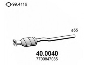 ASSO 40.0040 katalizatoriaus keitiklis 
 Išmetimo sistema -> Katalizatoriaus keitiklis
7700426108, 7700847086