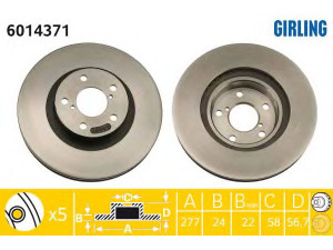 GIRLING 6014371 stabdžių diskas 
 Dviratė transporto priemonės -> Stabdžių sistema -> Stabdžių diskai / priedai
26300AE050, 26300AE070, 26300AE071