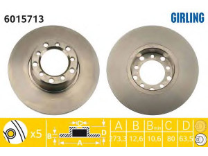 GIRLING 6015713 stabdžių diskas 
 Stabdžių sistema -> Diskinis stabdys -> Stabdžių diskas
1154200272, 1154211312, A1154211312