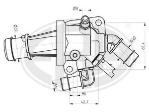 ERA 350011 termostatas, aušinimo skystis 
 Aušinimo sistema -> Termostatas/tarpiklis -> Thermostat
55 224 023, 63 38 022, 17690-84E50-000