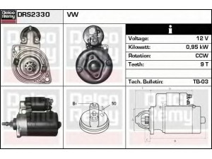 DELCO REMY DRS2330 starteris 
 Elektros įranga -> Starterio sistema -> Starteris
055911023D, 055911023DX, 175911023C