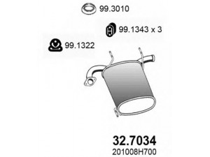 ASSO 32.7034 galinis duslintuvas 
 Išmetimo sistema -> Duslintuvas
201008H700, 201008H70A